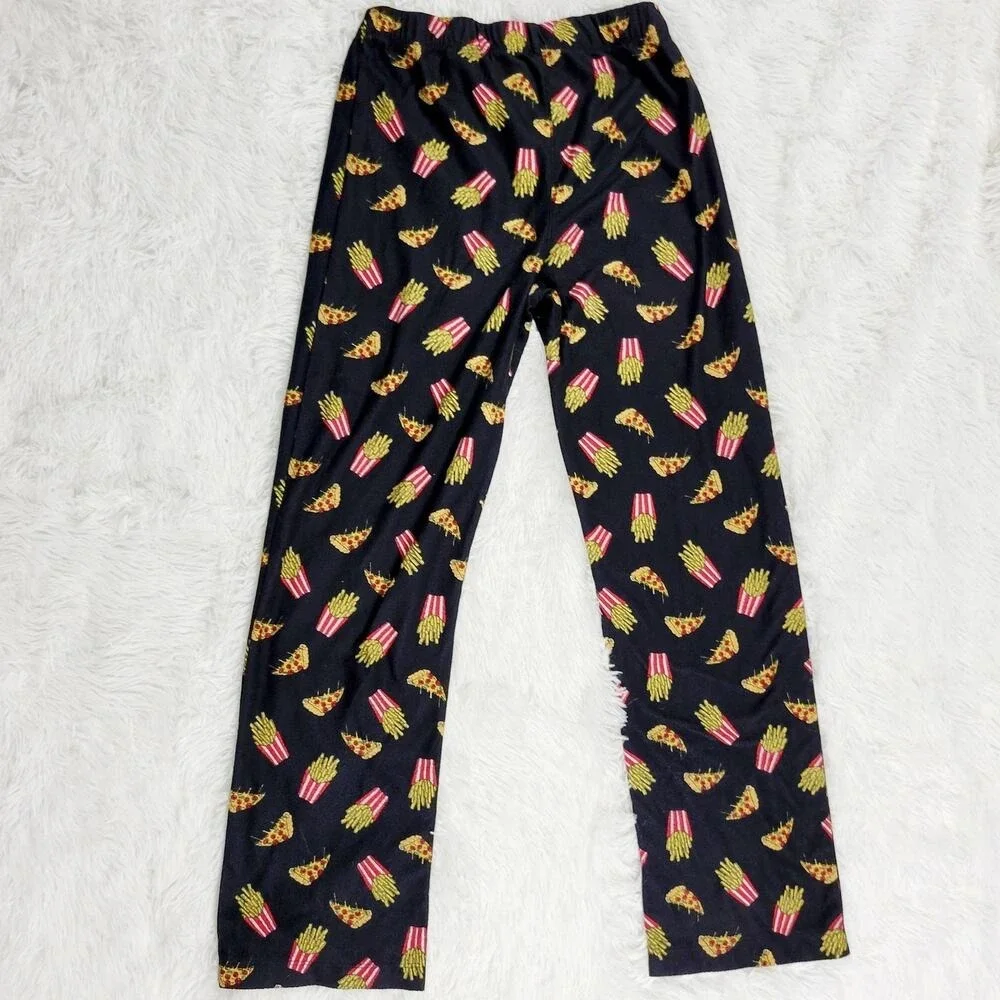 Old Navy Kids Pajama Pants Pizza French Fries Print Elastic Waist Drawstring‎ XL